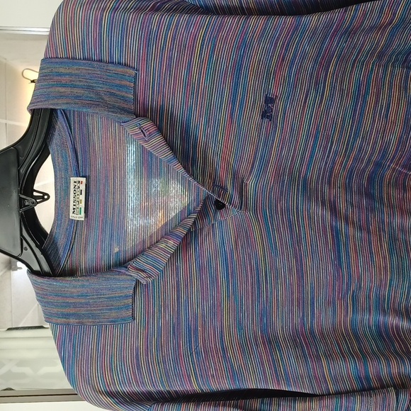 Missoni Sport multi color stripe polo collared shirt sz L - Picture 2 of 6